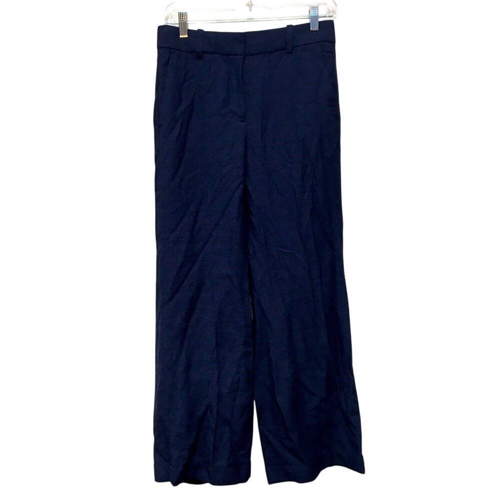 J.Crew High-Rise Wide-Leg Pant Women's 4P Navy Professional Career Minimalist